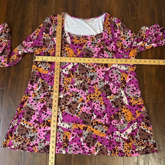 LOGO LORI GOLDSTEIN Marla Tunic Top Multicolor Abstract Boho Artsy - Picture 10 of 11